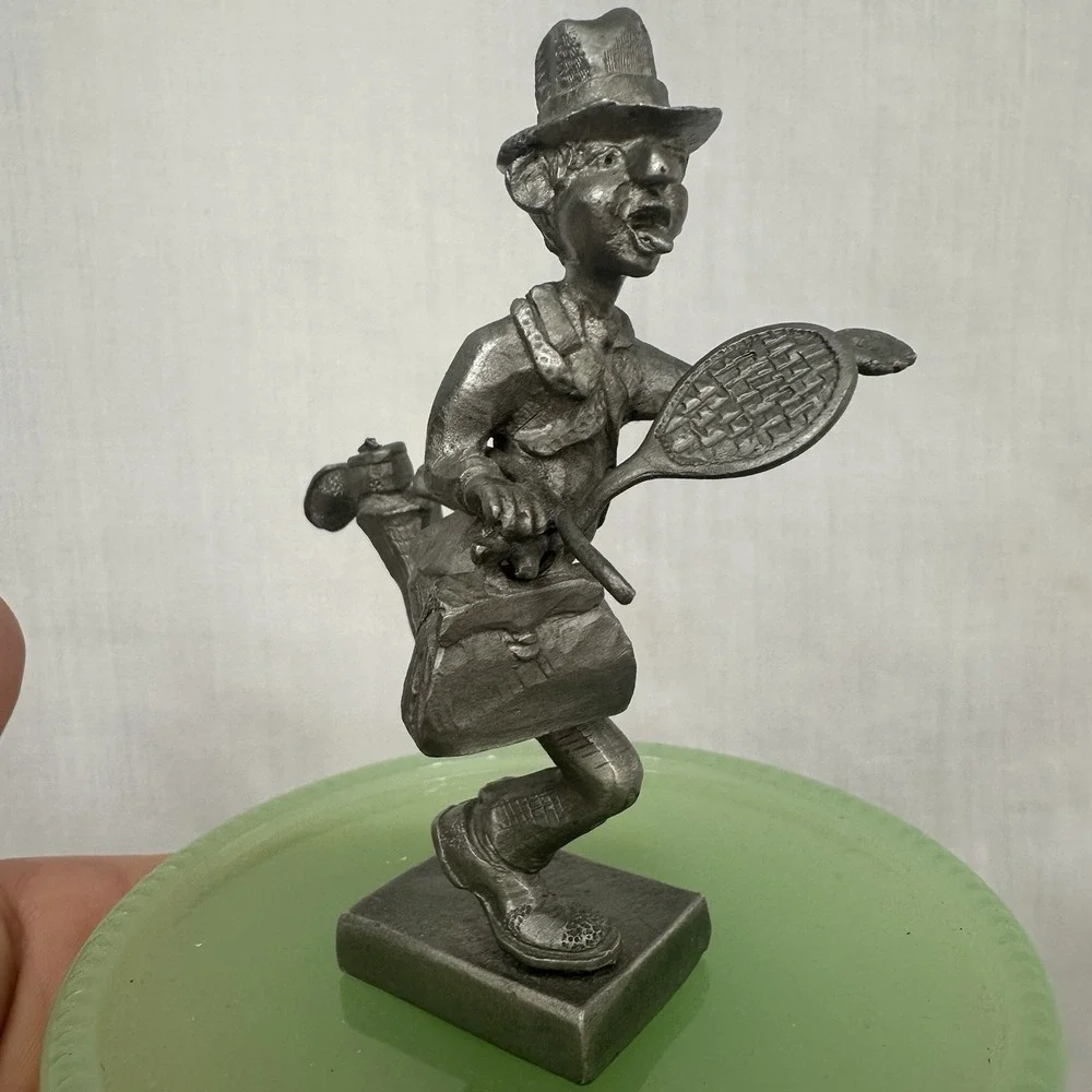Vintage Pewter P. Davis Running Business Man Ready for Golf & Tennis‎ 1977